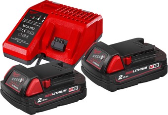 Аккумулятор с зарядным устройством Milwaukee M18 M18NRG-202 4933459213 (2 x 18В/2 Ач + 12-18В)