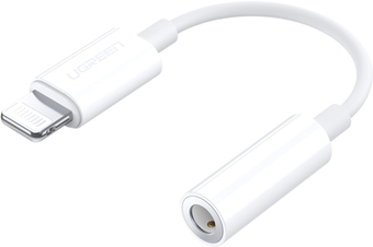 Адаптер Ugreen US212 30759 Lightning - 3.5 Jack (0.07 м, белый)