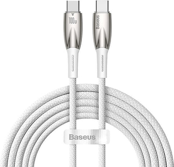 Кабель Baseus Glimmer Series Fast Charging Data Cable USB Type-C - Type-C 100W CADH000802 (2 м, белый)