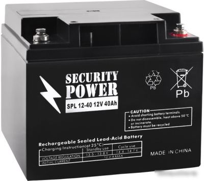 Аккумулятор для ИБП Security Power SPL 12-40 (12В/40 А·ч)