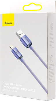 Кабель Baseus Crystal Shine USB Type-A - Lightning (2 м, фиолетовый)