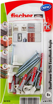 Дюбель-костыль Fischer EasyHook Angle DuoPower 5x25 K NV 557915 (8 шт)