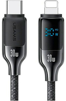 Кабель Usams SJ741 USB Type-С - Lightning (1.2 м, черный)