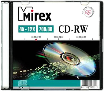 CD-RW диск Mirex 700Mb 4-12х UL121002A8S (SlimCase, 1 шт.)