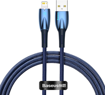 Кабель Baseus Glimmer Series Fast Charging Data Cable USB Type-A - Lightning 2.4A CADH000303 (2 м, синий)