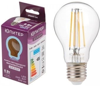 Светодиодная лампа Юпитер A60 E27 8 Вт 4000 К JP6001-04