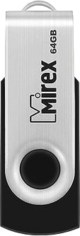 USB Flash Mirex Swivel Rubber 64GB (черный/серебристый)