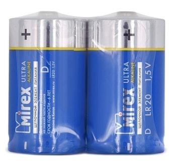 Батарейки Mirex LR20 D Алкалайн 2 шт 23702-LR20-S2