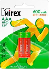 Аккумуляторы Mirex AAA 600mAh 2 шт HR03-06-E2