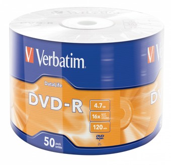 DVD-R диск Verbatim 4.7Gb 16x DL Matt Silver по 50 шт. в плёнке 43791