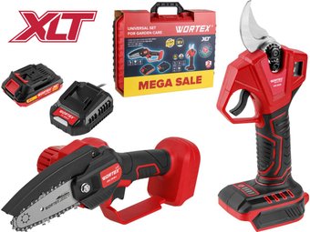 Wortex 1329851 (цепная пила, секатор, 1 АКБ, кейс)