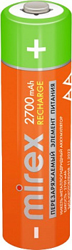 Аккумулятор Mirex AA 2700mAh 2 шт HR6-27-E2