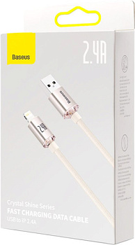 Кабель Baseus Crystal Shine USB Type-A - Lightning (2 м, розовый)